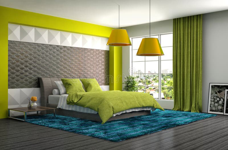 Intérieur de chambre à coucher illustration 3D illustration stock Intérieur de chambre à coucher illustration 3D illustration stock