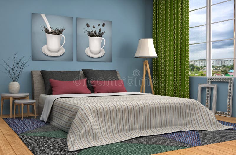 Intérieur de chambre à coucher illustration 3D illustration stock Intérieur de chambre à coucher illustration 3D illustration stock
