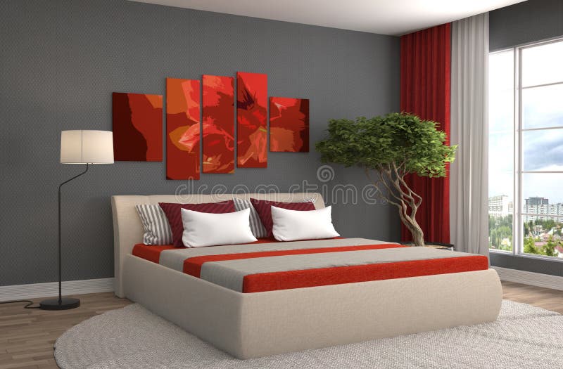 Intérieur de chambre à coucher illustration 3D illustration libre de droits Intérieur de chambre à coucher illustration 3D illustration libre de droits