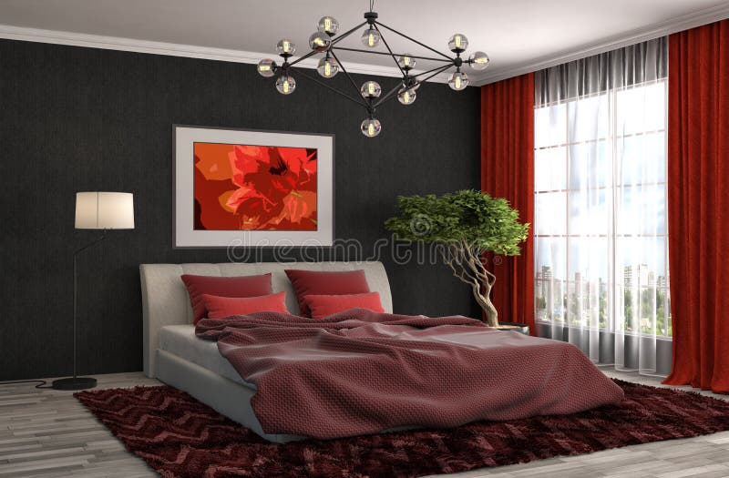 Intérieur de chambre à coucher illustration 3D illustration stock Intérieur de chambre à coucher illustration 3D illustration stock