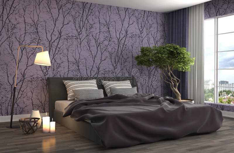 Intérieur de chambre à coucher illustration 3D illustration stock Intérieur de chambre à coucher illustration 3D illustration stock