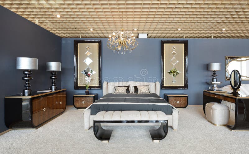 Intérieur moderne. Chambre à coucher. image libre de droits Intérieur moderne. Chambre à coucher. image libre de droits