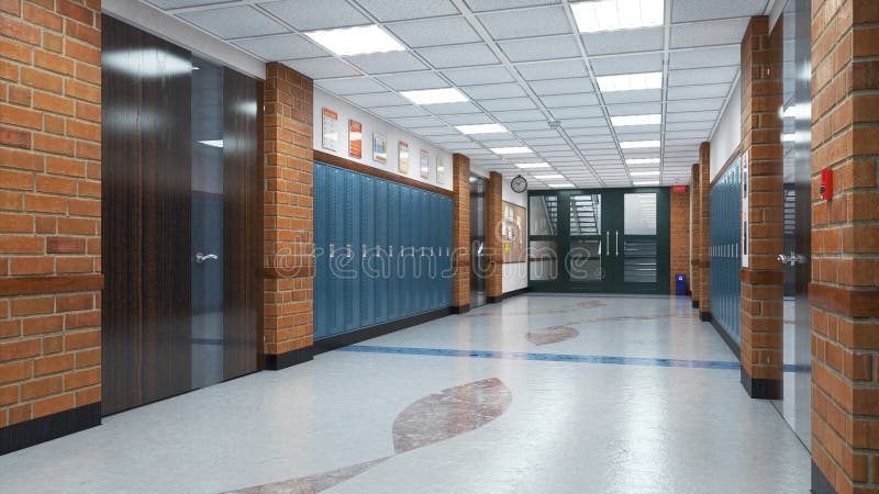 Intérieur de couloir d'école.