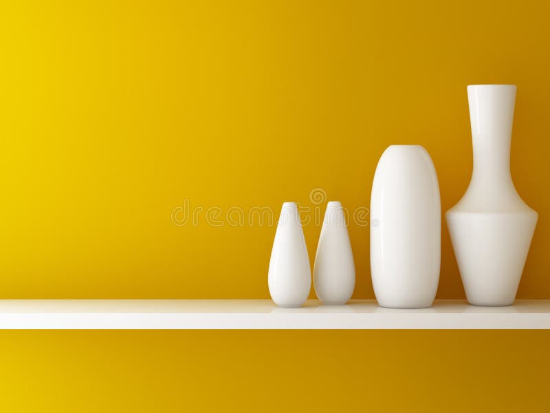 Intérieur de mur orange et en céramique sur l'étagère illustration de vecteur Intérieur de mur orange et en céramique sur l'étagère illustration de vecteur