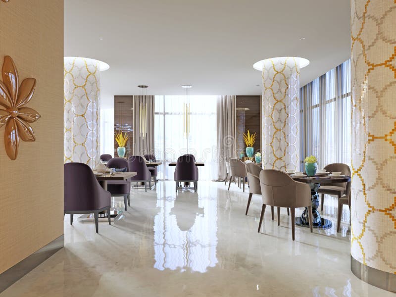 Intérieur de restaurant confortable Style contemporain de conception, endroit dinant moderne illustration de vecteur Intérieur de restaurant confortable Style contemporain de conception, endroit dinant moderne illustration de vecteur