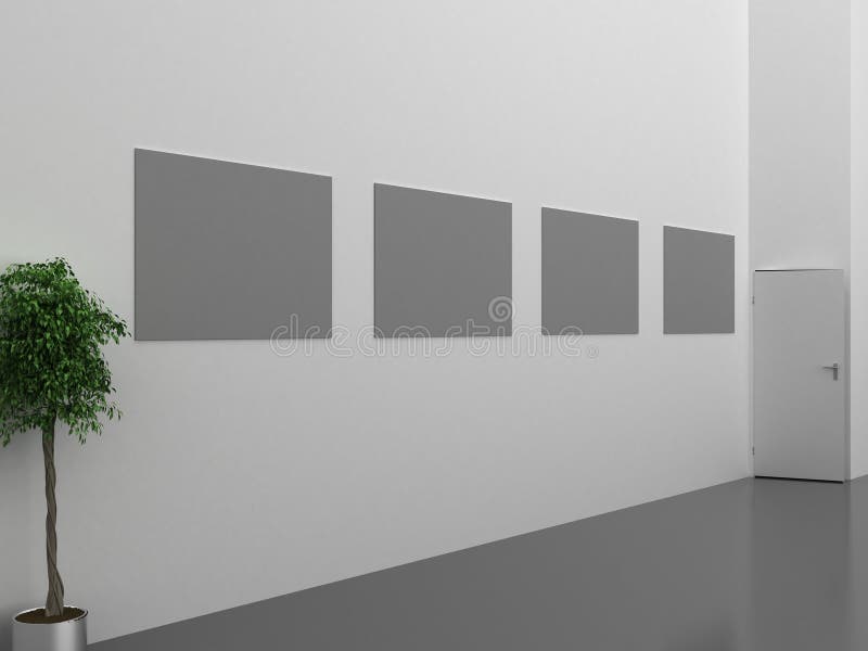 Intérieur foncé de galerie avec le cadre vide sur le mur illustration de vecteur Intérieur foncé de galerie avec le cadre vide sur le mur illustration de vecteur