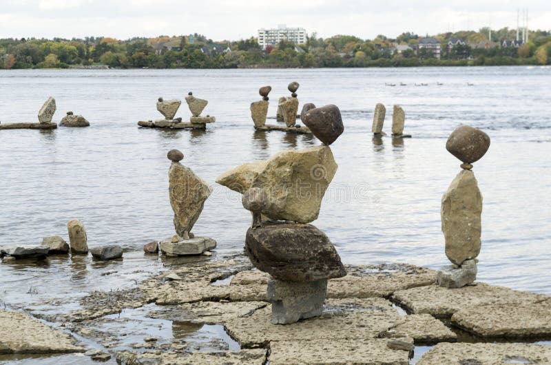 2017 Inukshuks at Remics Rapids 33 stock photography 2017 Inukshuks at Remics Rapids 33 stock photography