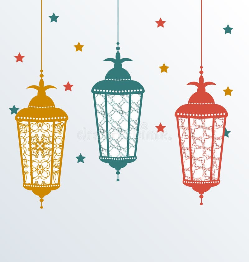 Invecklade arabiska lampor för Ramadan Kareem stock illustrationer Invecklade arabiska lampor för Ramadan Kareem stock illustrationer