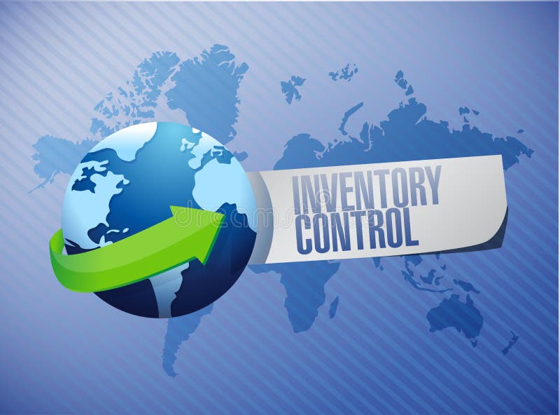 Inventory control globe sign concept royalty free illustration