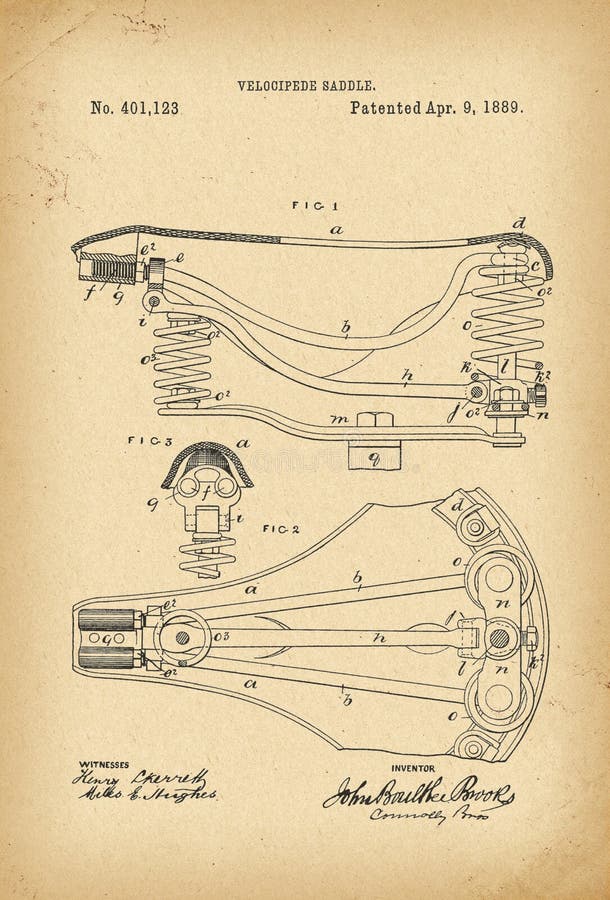 Invenção arquivística da história da bicicleta da sela do Velocipede de 1889 patentes ilustração do vetor Invenção arquivística da história da bicicleta da sela do Velocipede de 1889 patentes ilustração do vetor