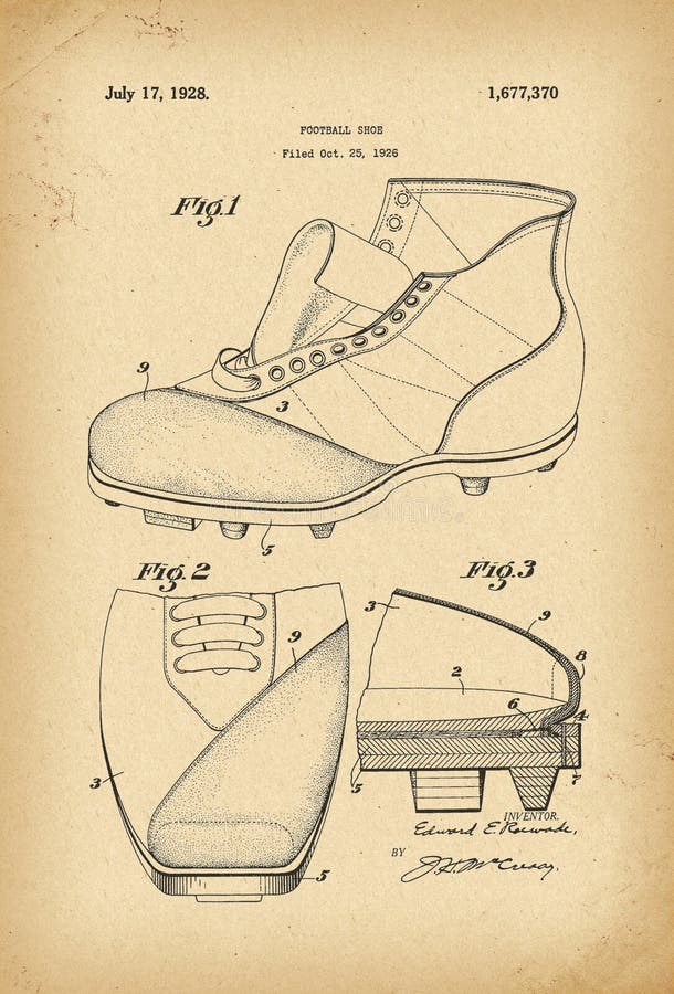 1926 Football shoe Patent history innovation. 1926 Football shoe Patent history innovation