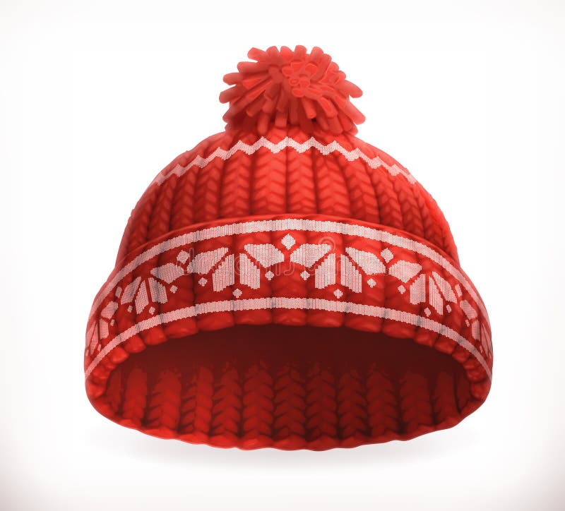 inverno vermelho chapéu feito malha Engrena o ícone ilustração do vetor inverno vermelho chapéu feito malha Engrena o ícone ilustração do vetor