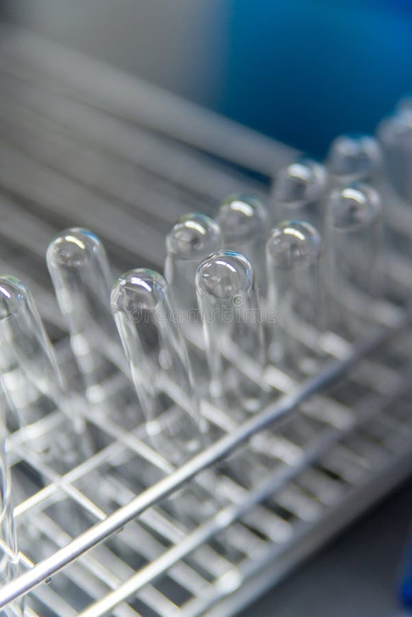 Inverted Test Tubes in Metal Racks, Vertical Stock Image Image of
