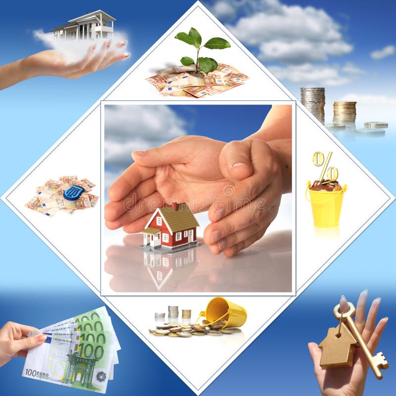 Invest in real estate. Business collage.