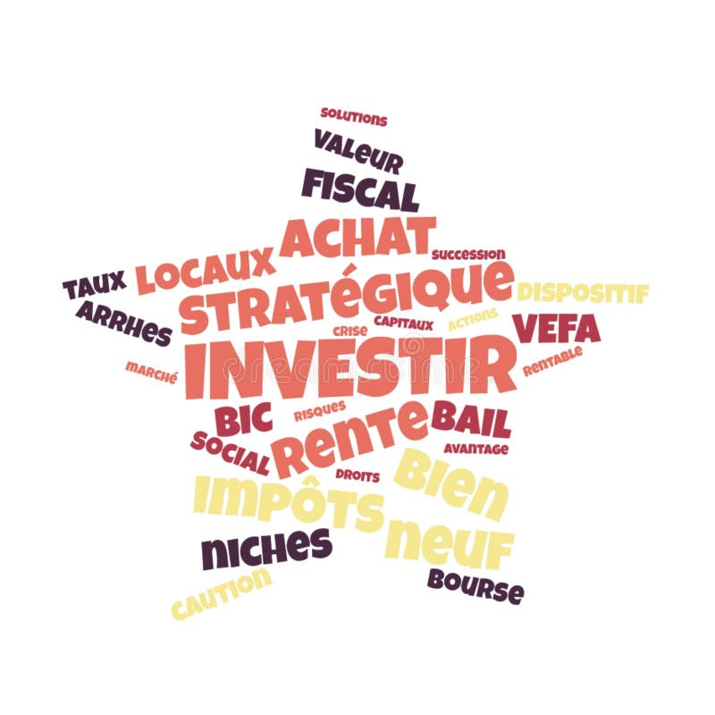 Invest Word Cloud Vector Illustration in French Language Stock
