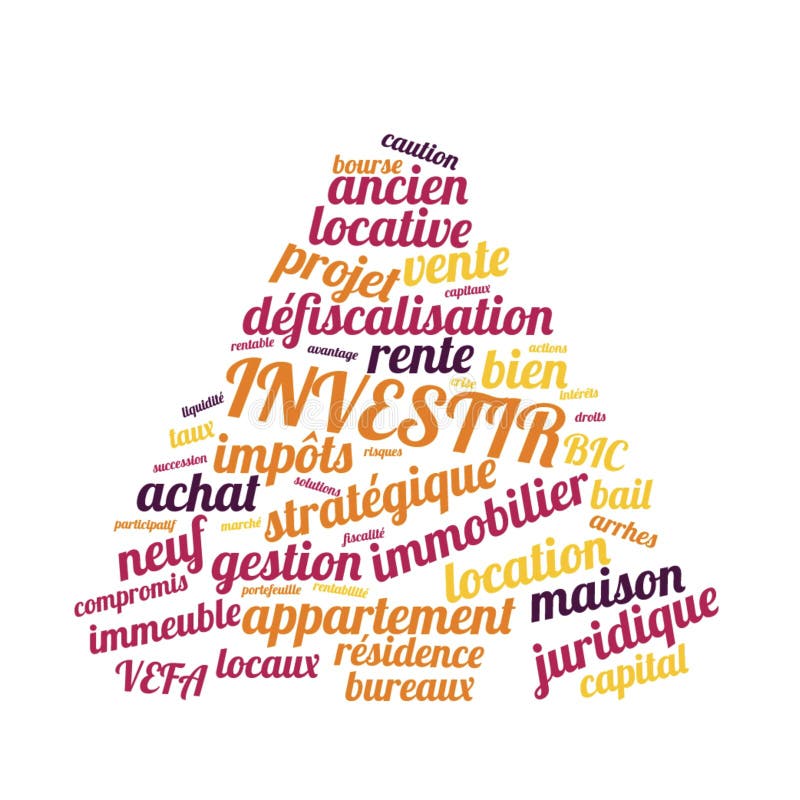 Invest Word Cloud Vector Illustration in French Language Stock