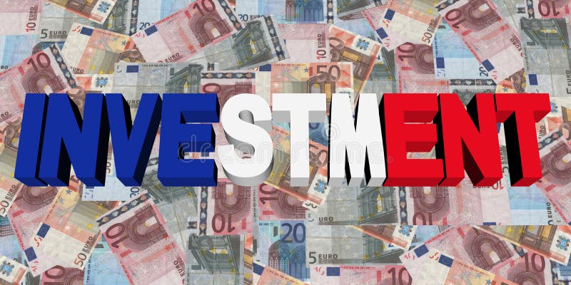 Investeringstekst met Franse vlag op Euroillustratie