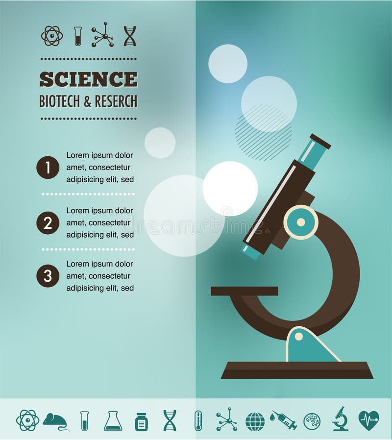 Investigación, bio tecnología y ciencia infographic stock de ilustración Investigación, bio tecnología y ciencia infographic stock de ilustración