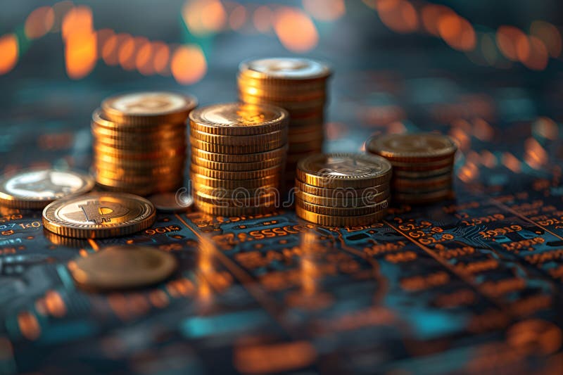 Investment planning and reporting concept. Chart, 3d graph, coins. Reit concept vector illustration
