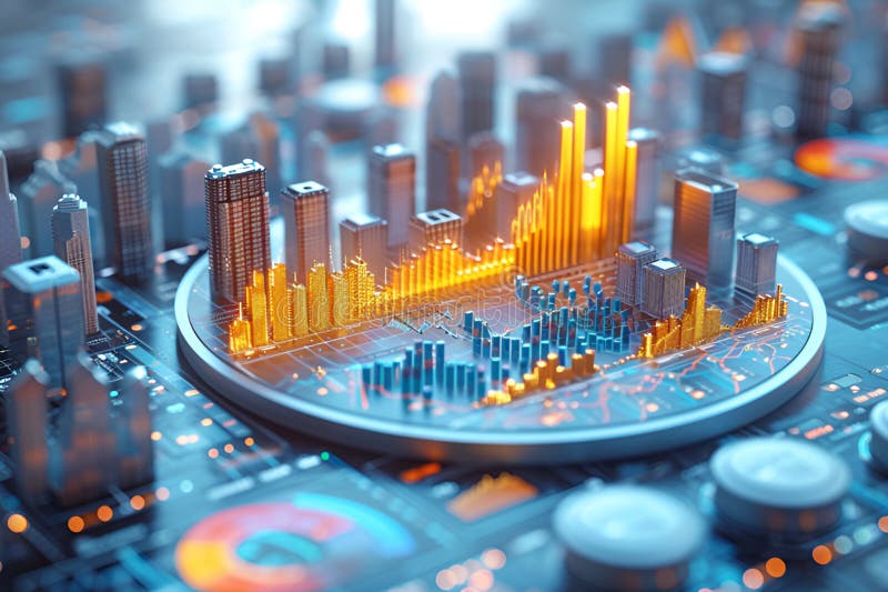 Investment planning and reporting concept. Chart, 3d graph. Reit concept royalty free illustration