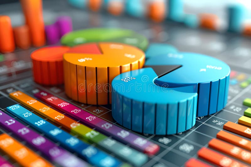 Investment planning and reporting concept. Chart, 3d graph. Reit concept vector illustration