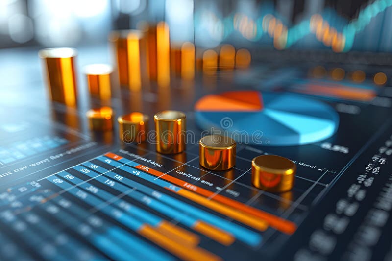 Investment planning and reporting concept. Chart, 3d graph. Reit concept vector illustration