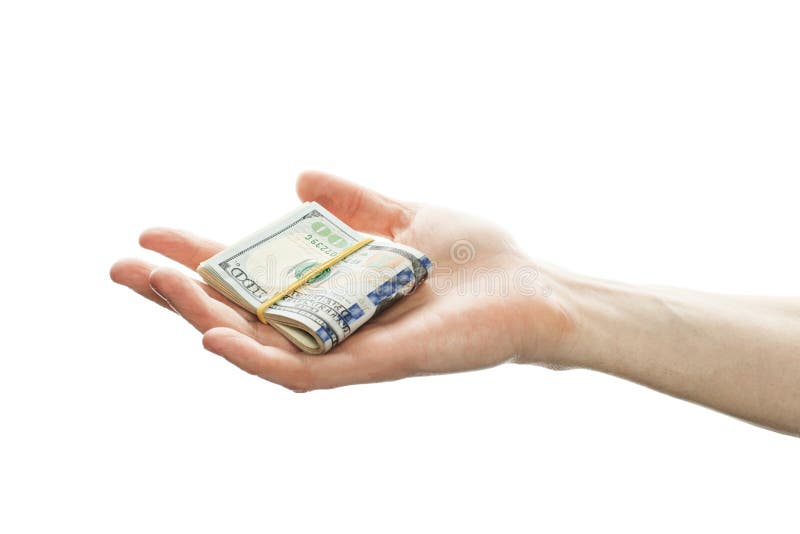 Investment strategy concept with American Dollars cash money in male hand isolated on white background. Financial US Dollar bills stock images Investment strategy concept with American Dollars cash money in male hand isolated on white background. Financial US Dollar bills stock images