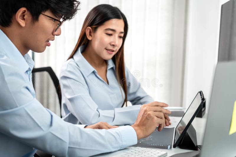 Investor business team working with computer, tablet and analyzing graph stock market trading planning with chart data financial royalty free stock images