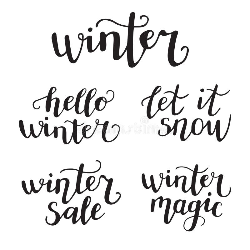 Frases Del Invierno Sistema De Ejemplos Del Vector Con Las Letras De