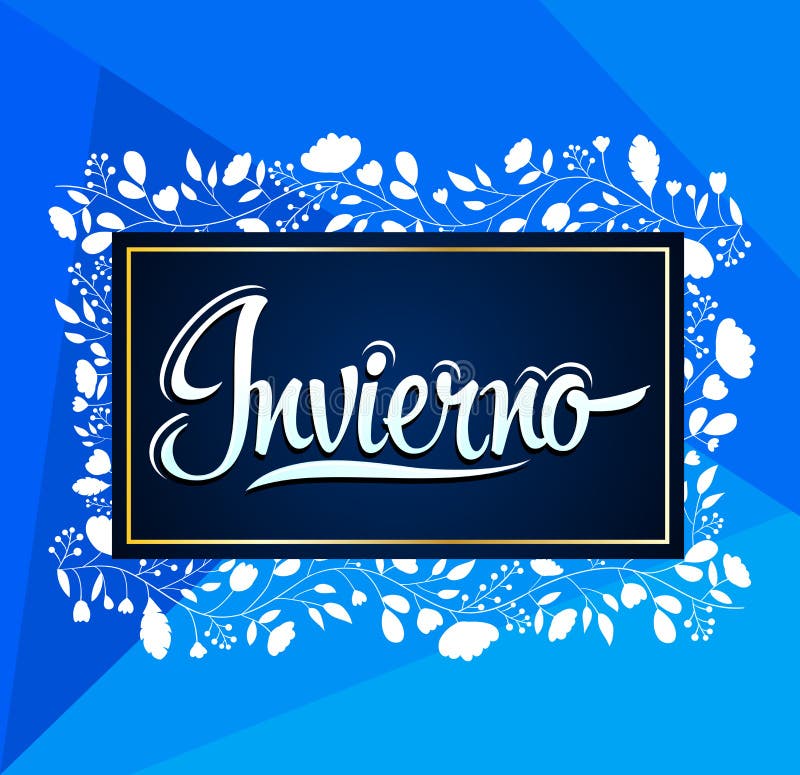 Invierno, Winter Spanish Text, Vector Lettering Design Stock Vector
