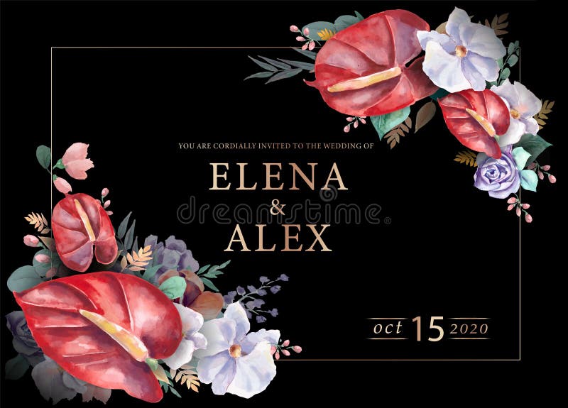 Invitaciones De Boda Flores Sobre Un Fondo Negro, Diseño Con Elementos Dorados Ilustración del Vector - Ilustración de negro, marco: 172456977 Invitaciones De Boda Flores Sobre Un Fondo Negro, Diseño Con Elementos Dorados Ilustración del Vector - Ilustración de negro, marco: 172456977