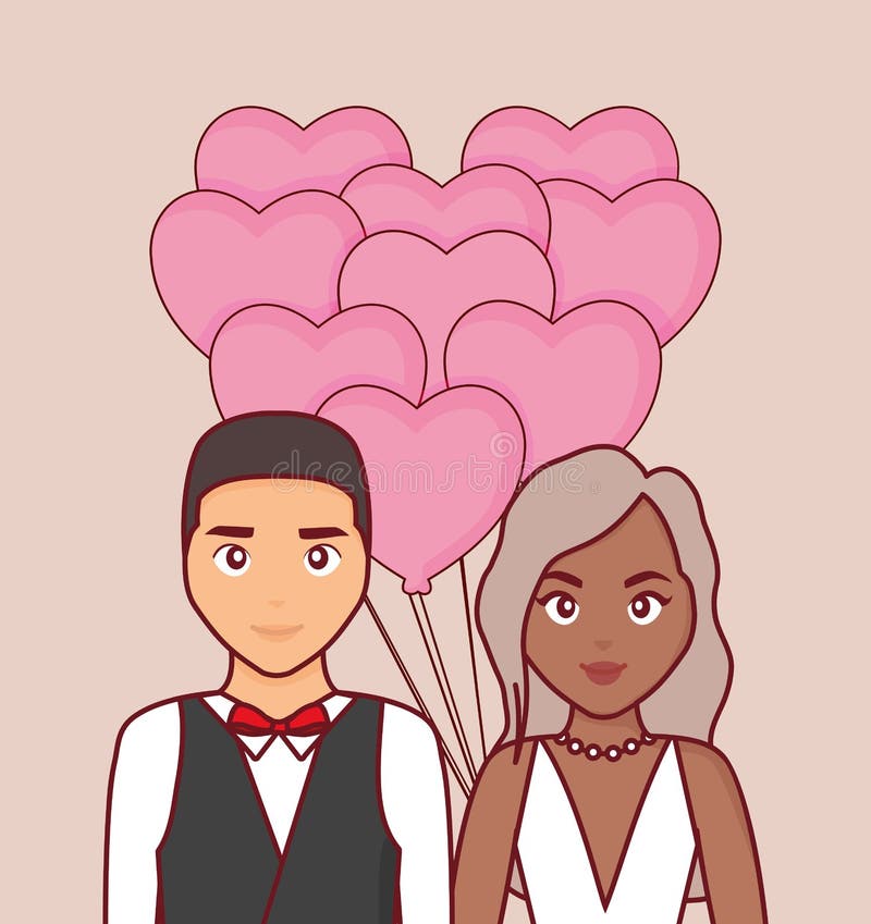Invitación de boda con la pareja casada ilustración del vector Invitación de boda con la pareja casada ilustración del vector