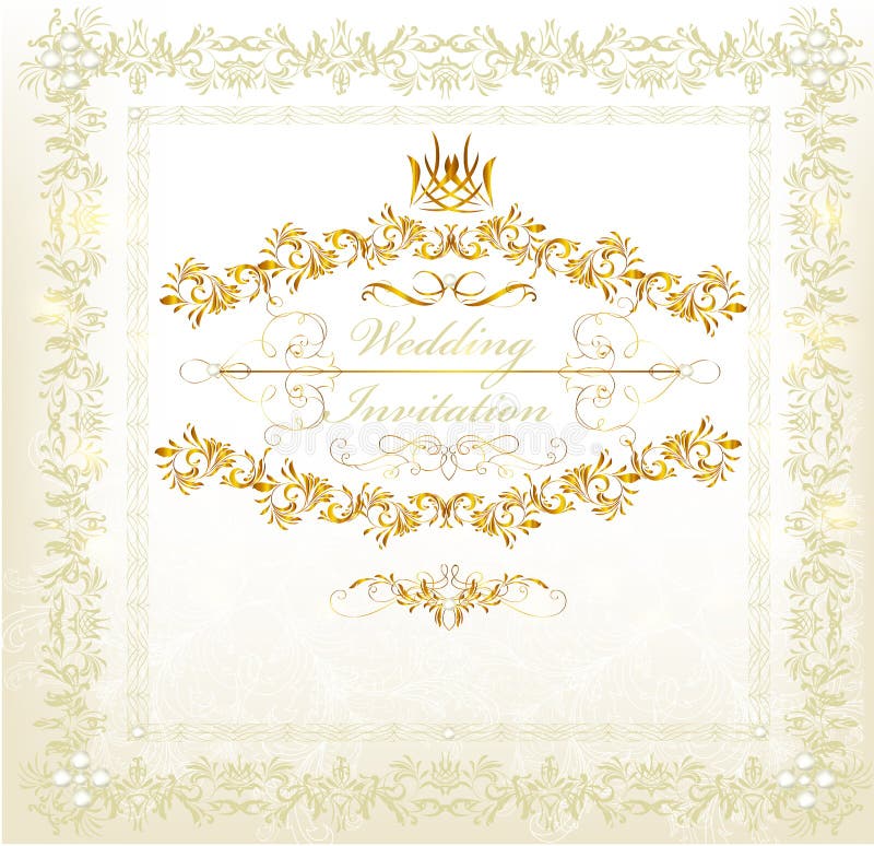 Invitación de boda de la invitación en estilo del lujo de la vendimia libre illustration Invitación de boda de la invitación en estilo del lujo de la vendimia libre illustration