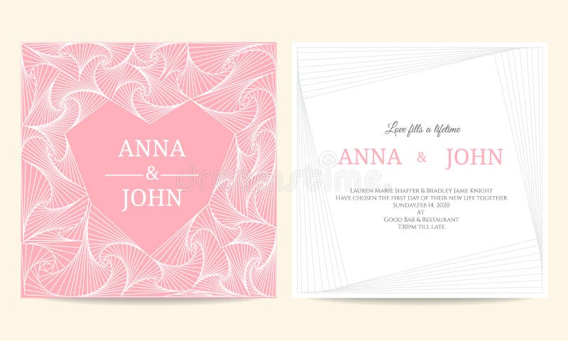 Invitación de boda - línea espiral diseño de la plantilla del vector del vintage del marco del corazón libre illustration Invitación de boda - línea espiral diseño de la plantilla del vector del vintage del marco del corazón libre illustration