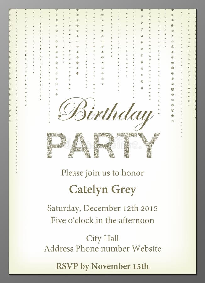 Vector illustration of birthday party invitation design template with glittering decoration. Vector illustration of birthday party invitation design template with glittering decoration