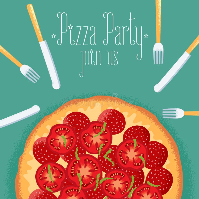Invitación italiana del partido de la pizza, imagen de la celebración libre illustration Invitación italiana del partido de la pizza, imagen de la celebración libre illustration