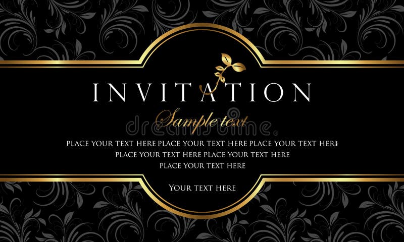 invitation card design luxury black and gold retro style birthday party brochure template