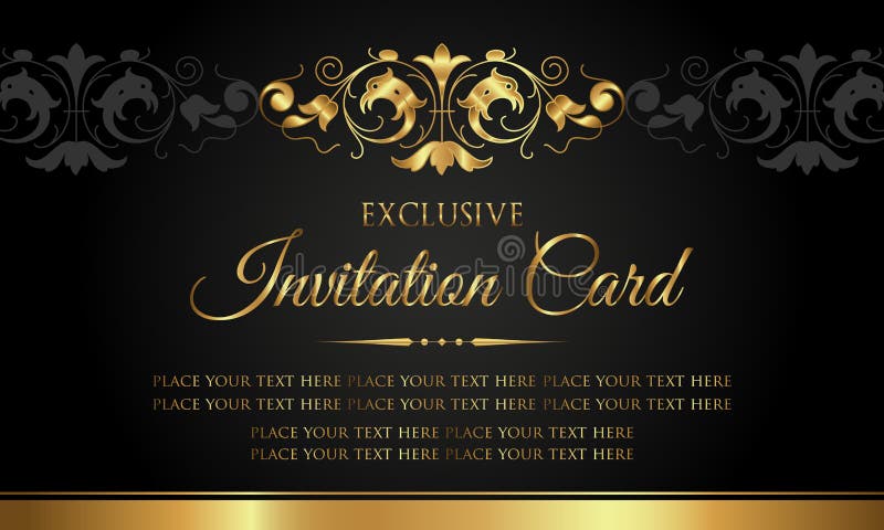Invitation card - luxury black and gold vintage style vector illustration Invitation card - luxury black and gold vintage style vector illustration