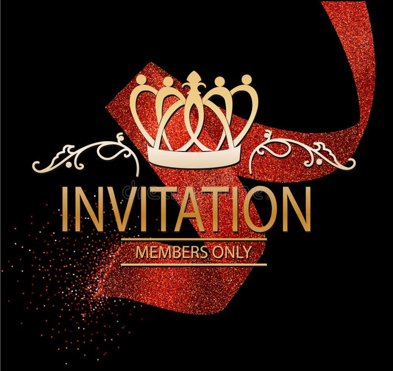 Invitation card with red abstract ribbon vector illustration