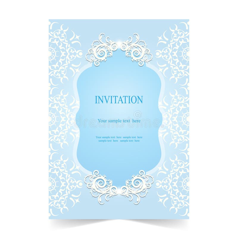 Invitation Card, Wedding Card Soft Blue Background Stock Vector