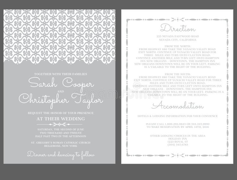 Invitation de carte d'invitation de noces d'argent avec des ornements illustration stock Invitation de carte d'invitation de noces d'argent avec des ornements illustration stock