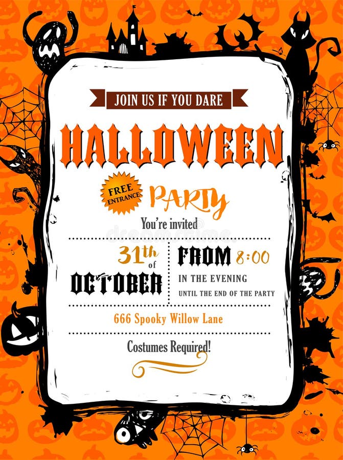 Invitation de partie de Halloween dans le cadre de vecteur illustration de vecteur Invitation de partie de Halloween dans le cadre de vecteur illustration de vecteur