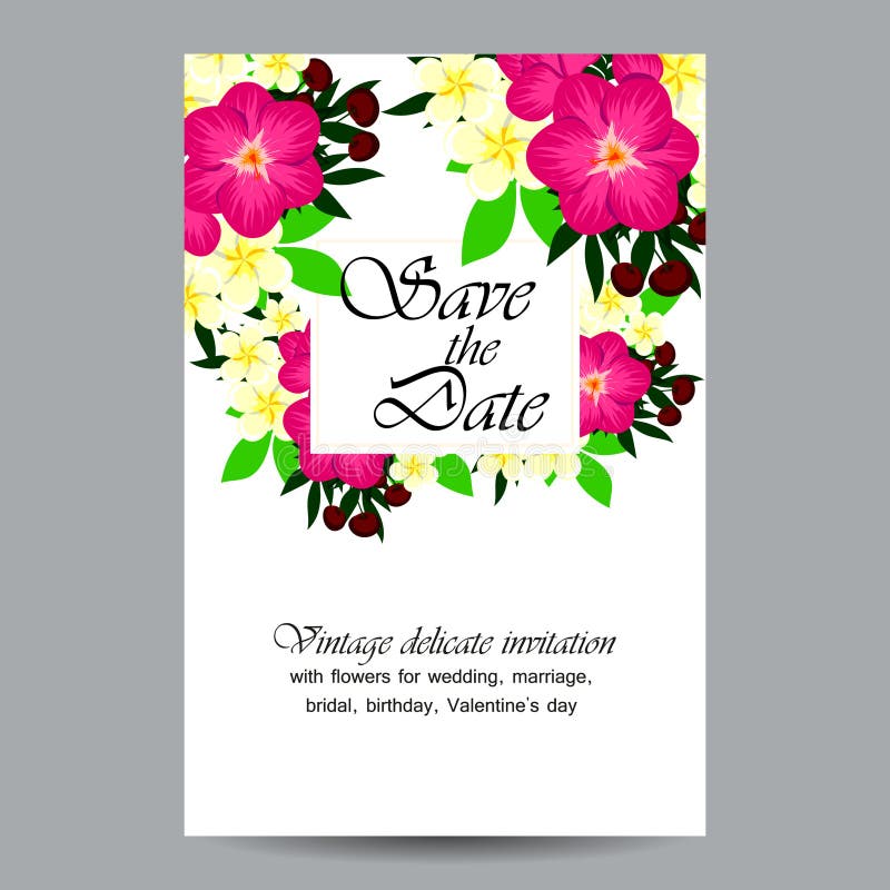 Invitation with floral background