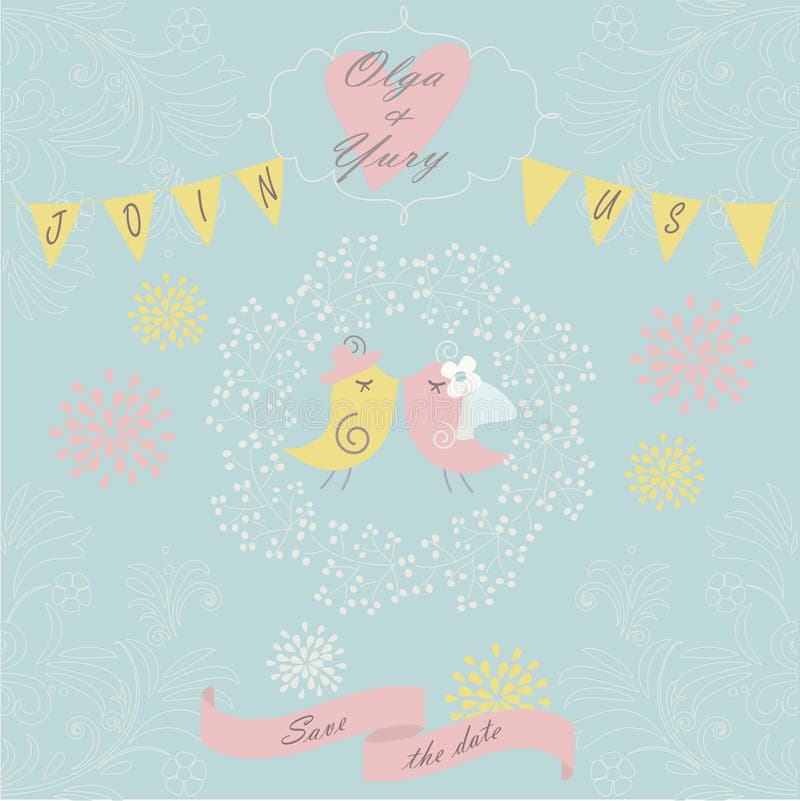 Invitation mignonne de mariage illustration stock Invitation mignonne de mariage illustration stock