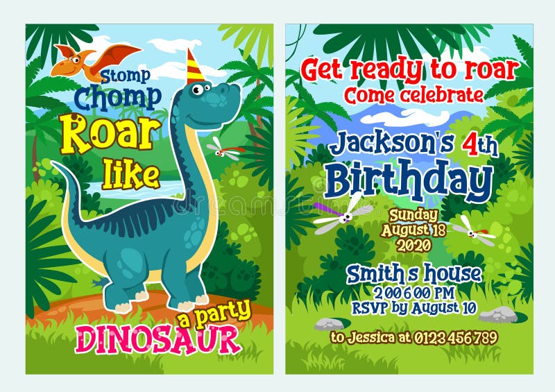 Invitation template for dinosaur fun celebration