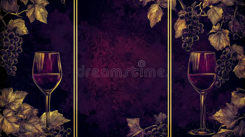 Invitație elegantă la un eveniment de degustare a vinului, cu burgundia și design de aur royalty free stock images