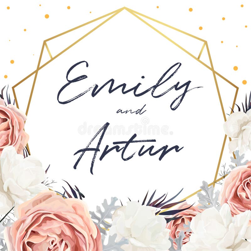 Inviterar blom- bröllop för vektorn kortdesign med blommabuketten av vektor illustrationer Inviterar blom- bröllop för vektorn kortdesign med blommabuketten av vektor illustrationer