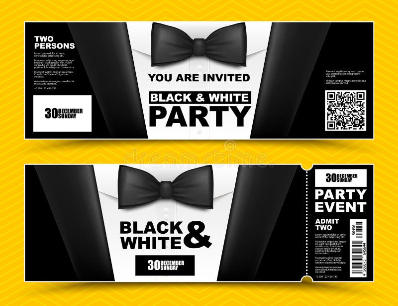Inviti in bianco e nero orizzontali di evento di vettore Insegne nere degli uomini d'affari del farfallino Carta elegante del big illustrazione di stock Inviti in bianco e nero orizzontali di evento di vettore Insegne nere degli uomini d'affari del farfallino Carta elegante del big illustrazione di stock