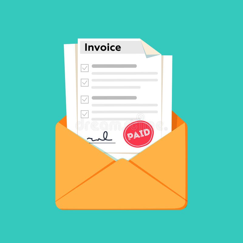 Invoice Flat Icon. Payment and Bill Invoice. Order Symbol Concept. Tax Sign  Design. Paper Invoice Document in Envelope. Stock Illustration -  Illustration of flat, form: 106408468