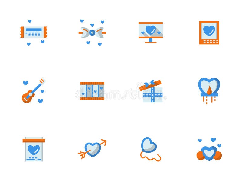 Inzameling die van liefde vlakke pictogrammen begroeten royalty-vrije illustratie Inzameling die van liefde vlakke pictogrammen begroeten royalty-vrije illustratie